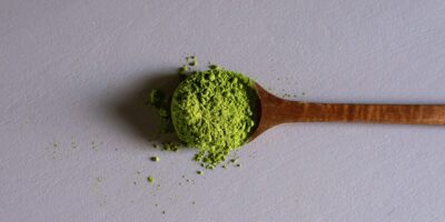 Matcha on a spoon